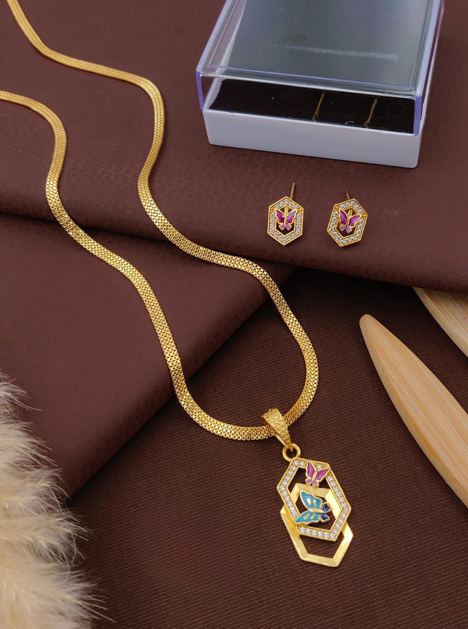 Elegant Charm A.D Gold chain sets