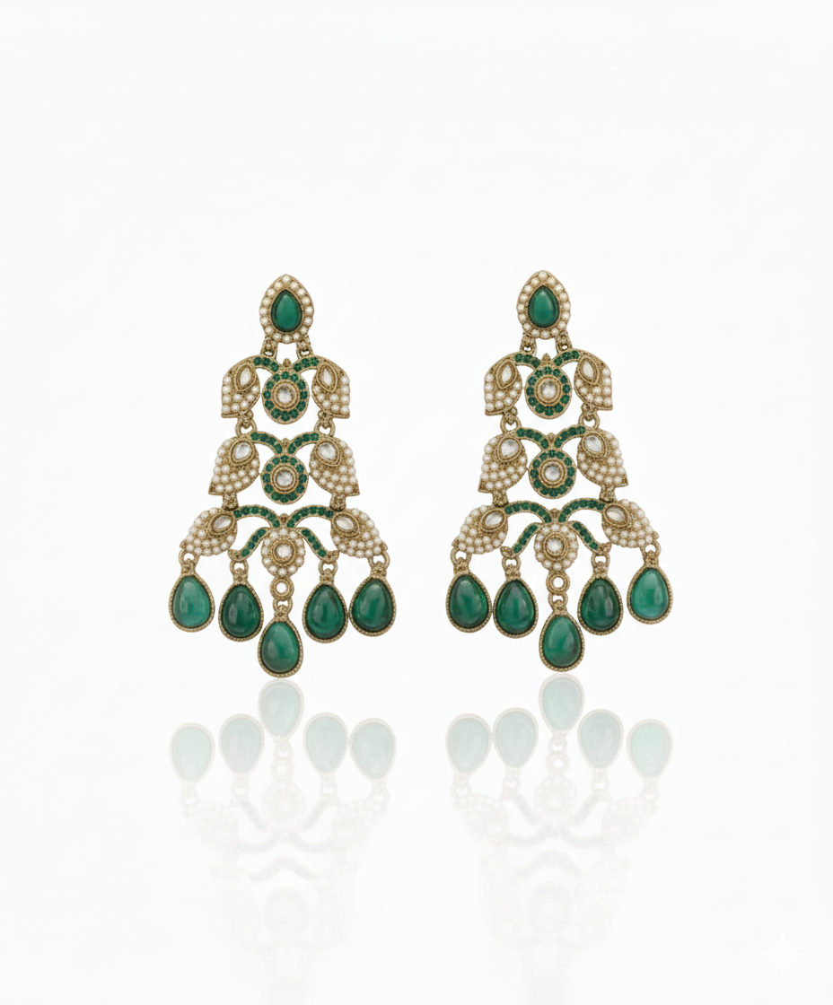 Vanya Emerald Royal Chandelier Earrings