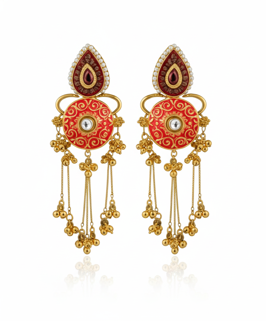 Mayura Meenakari Brass Earring