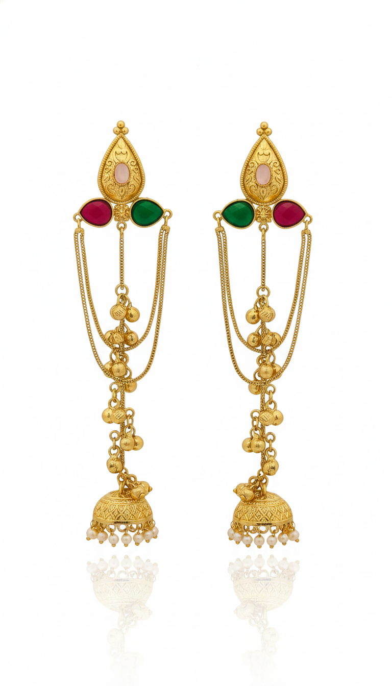 Noor-e-Kashmir Multicolor Jhumka Earrings