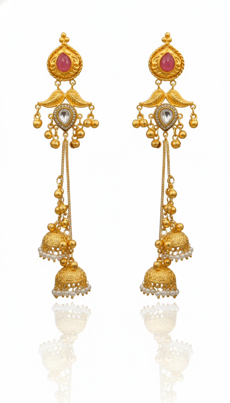 Gulnaar Pearl Drop Jhumka Earrings