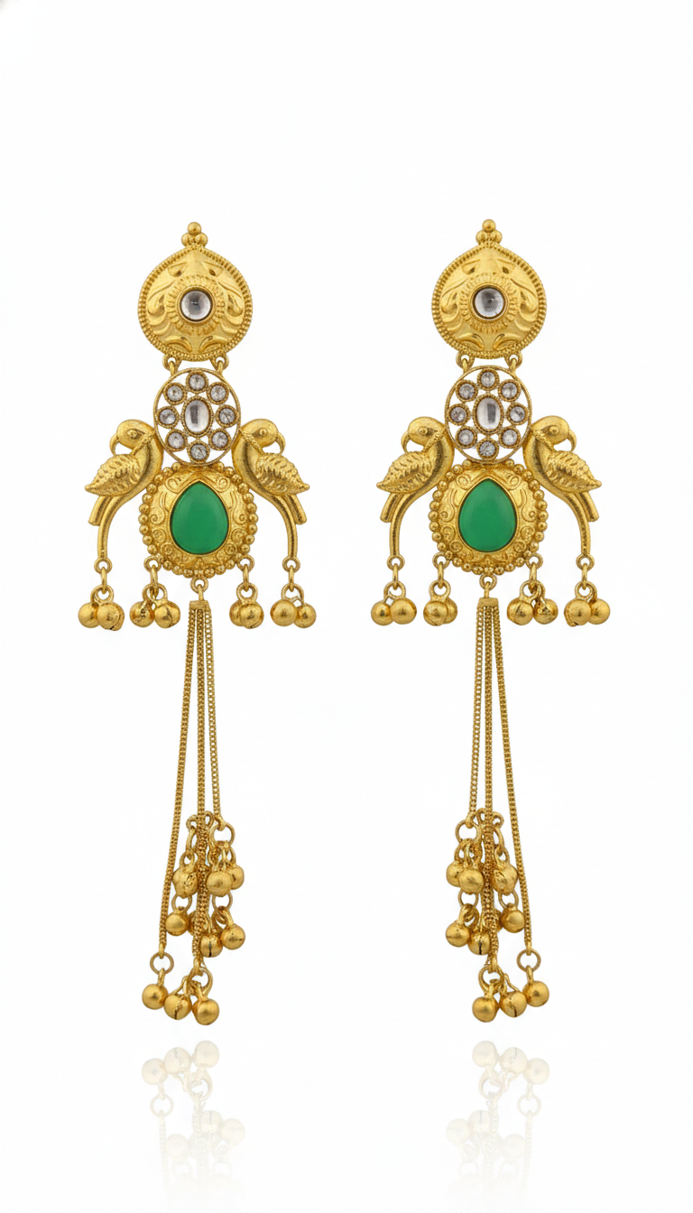 Zeenat Green Kashmiri Earrings