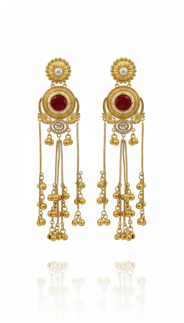 Rajvika Ruby Kashmiri Earrings