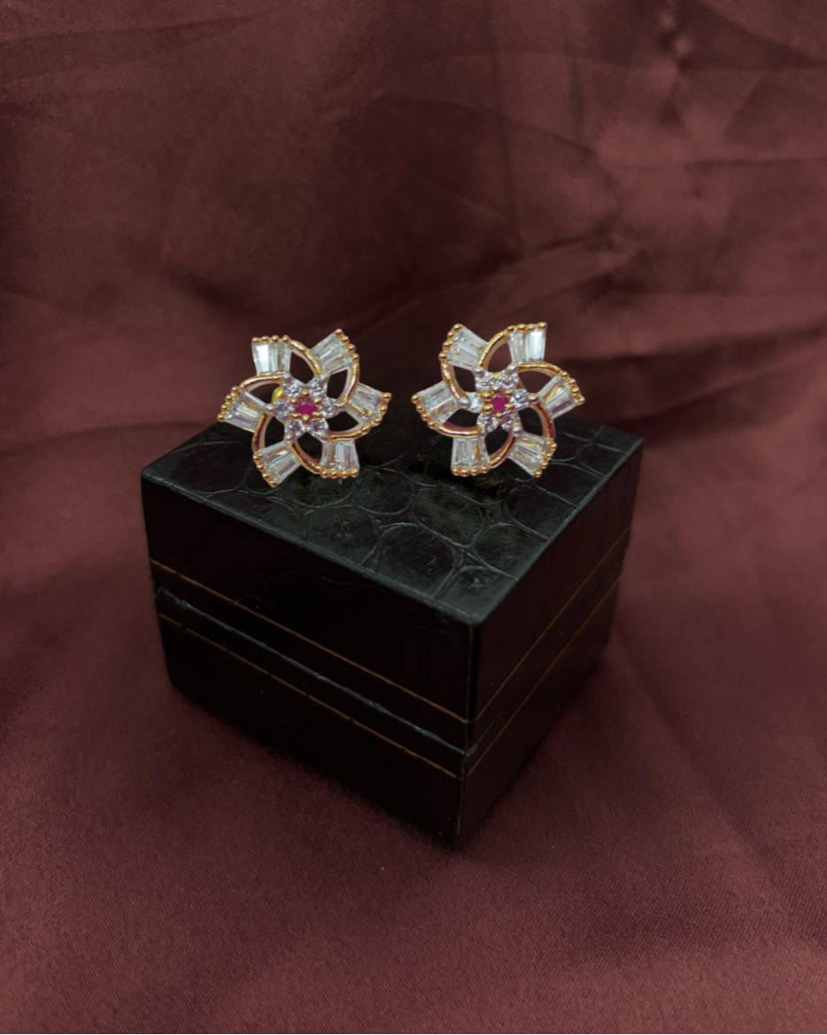 Radiant Floral CZ Stud Earrings