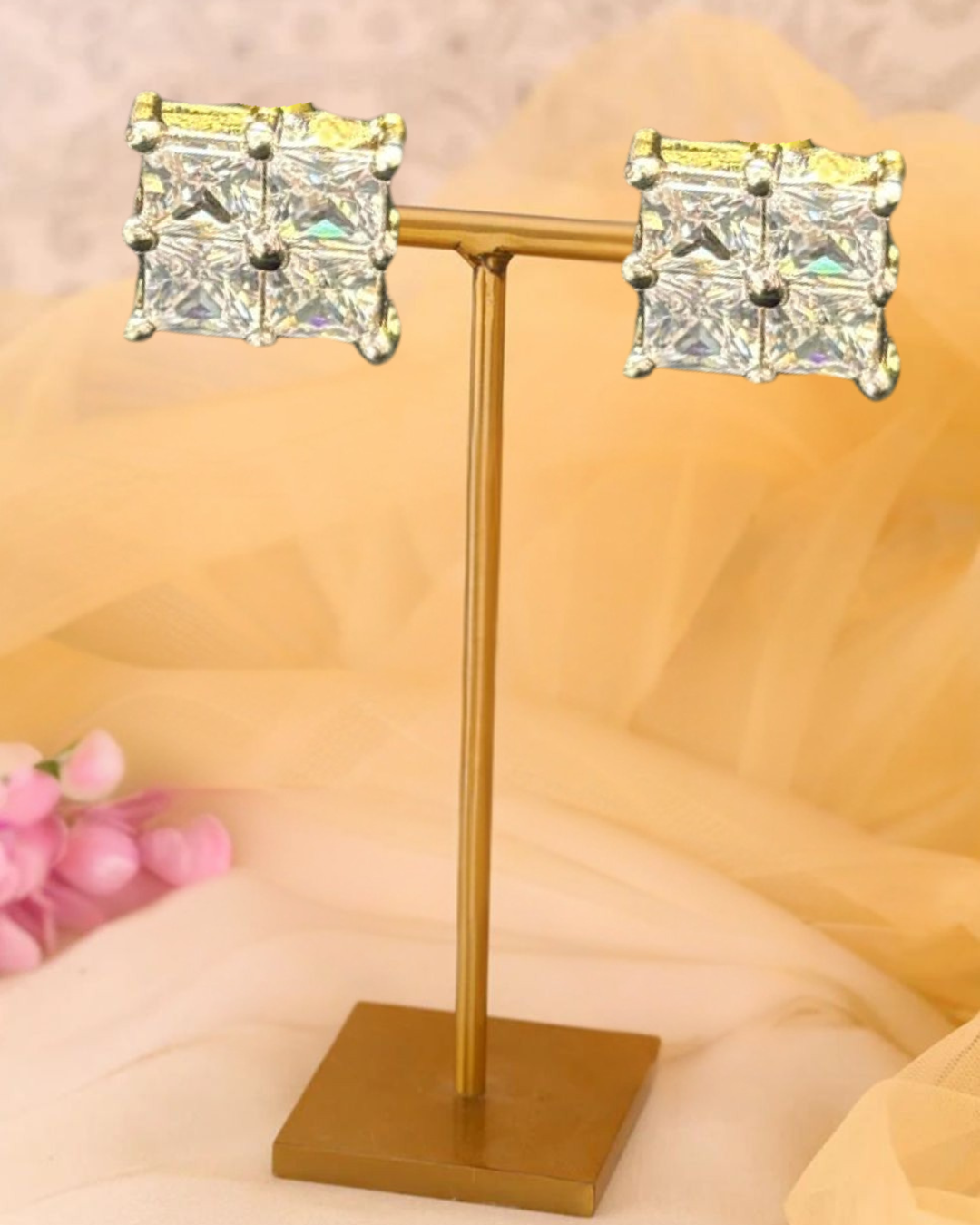 Elegant Square-Cut Stud Earrings