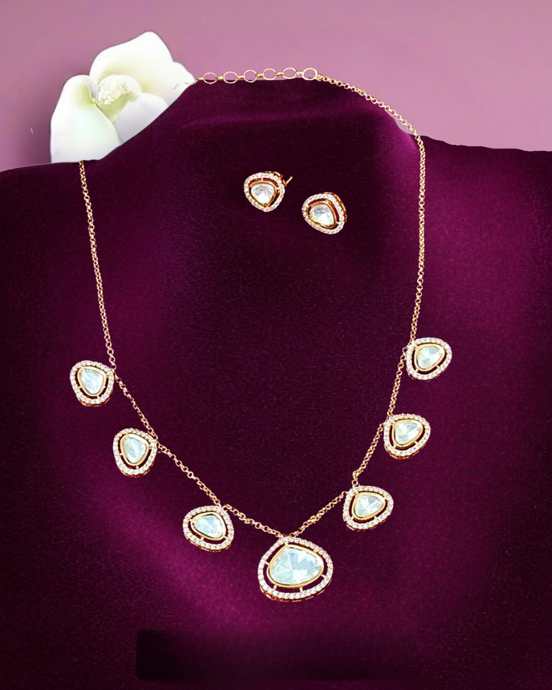 Tyaani Kundan Elegant Charm Necklace Set