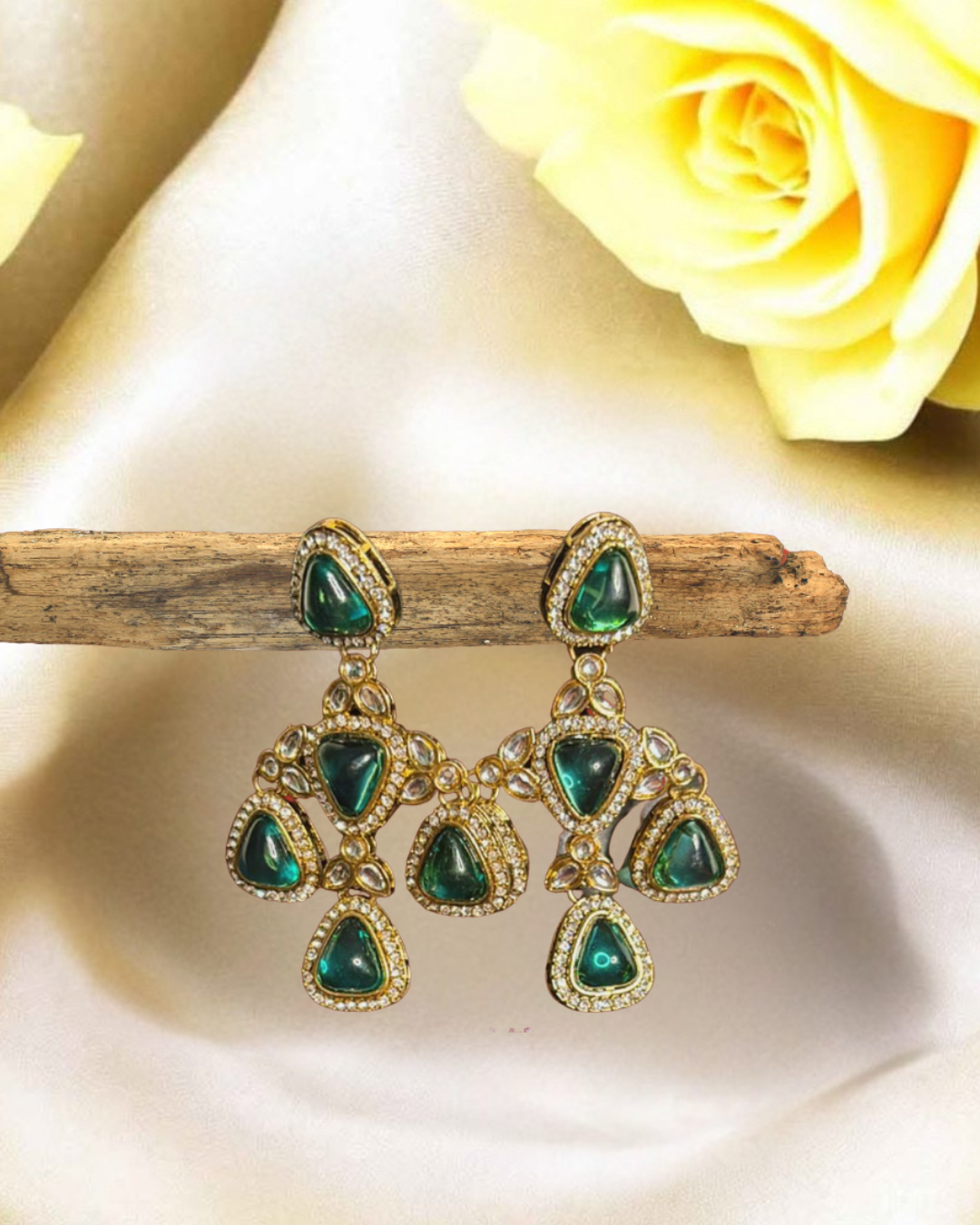 Aqua Kundan Drop Earrings