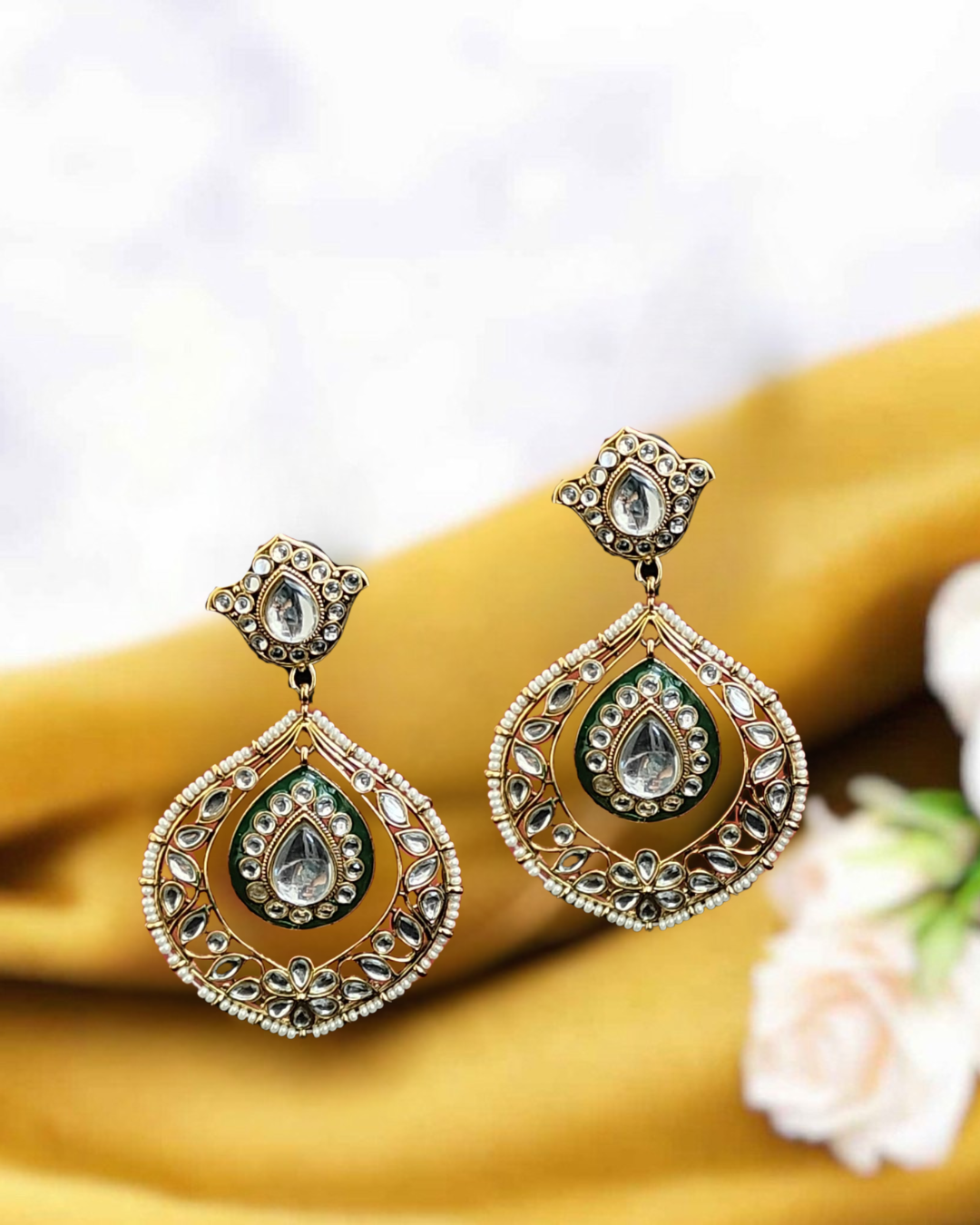 Royal Green Kundan Earrings