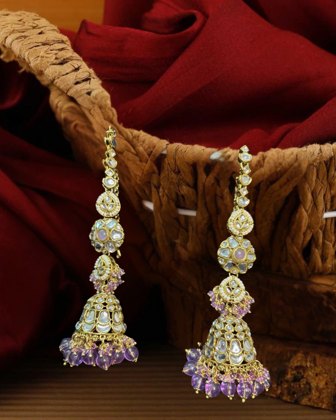 Mauve Sahara Jhumkas Earrings