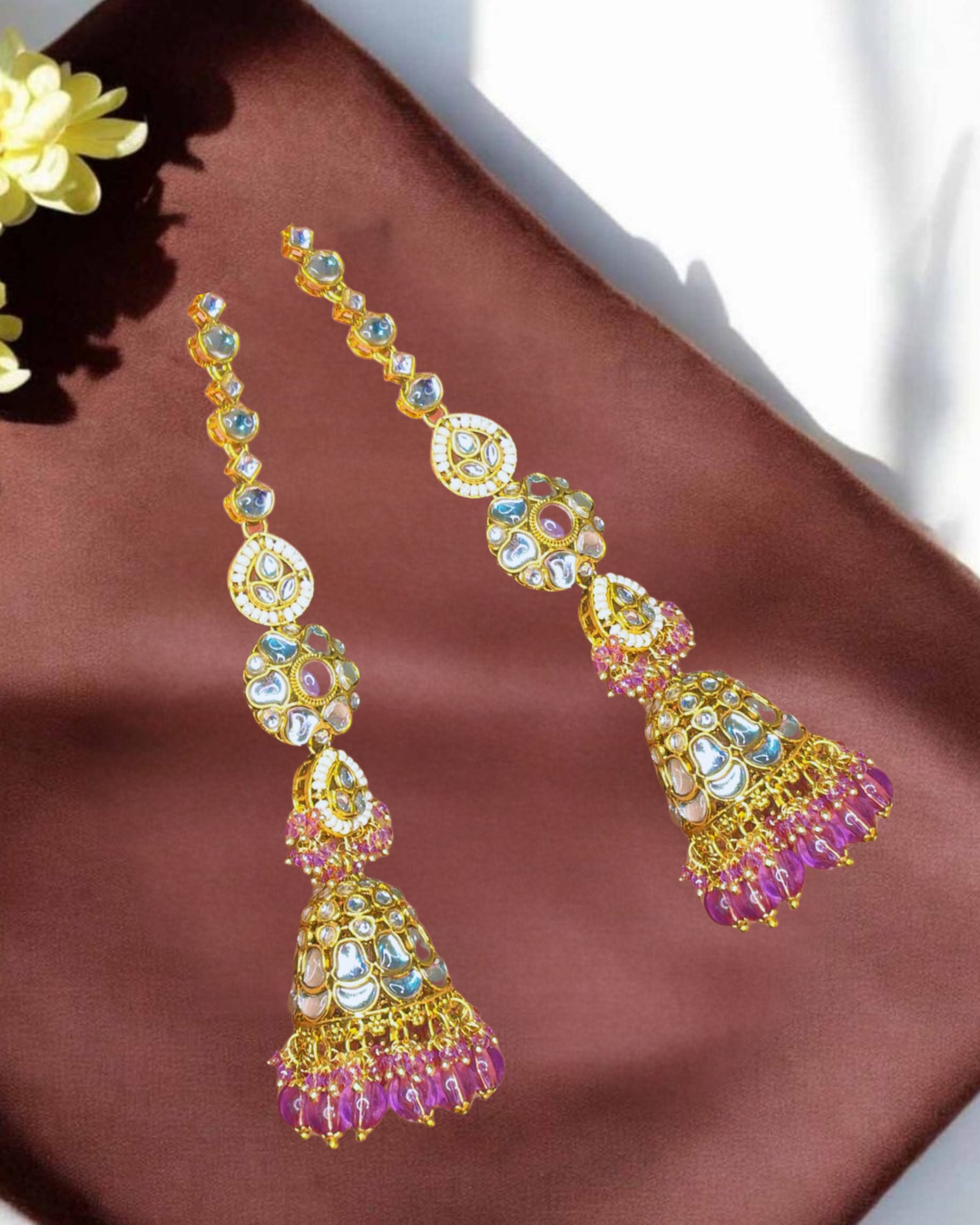 Mauve Sahara Jhumkas Earrings