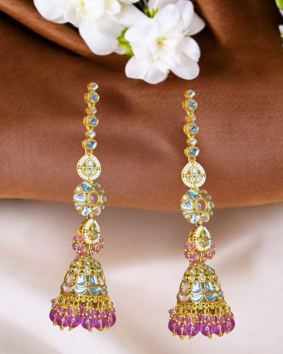 Mauve Sahara Jhumkas Earrings