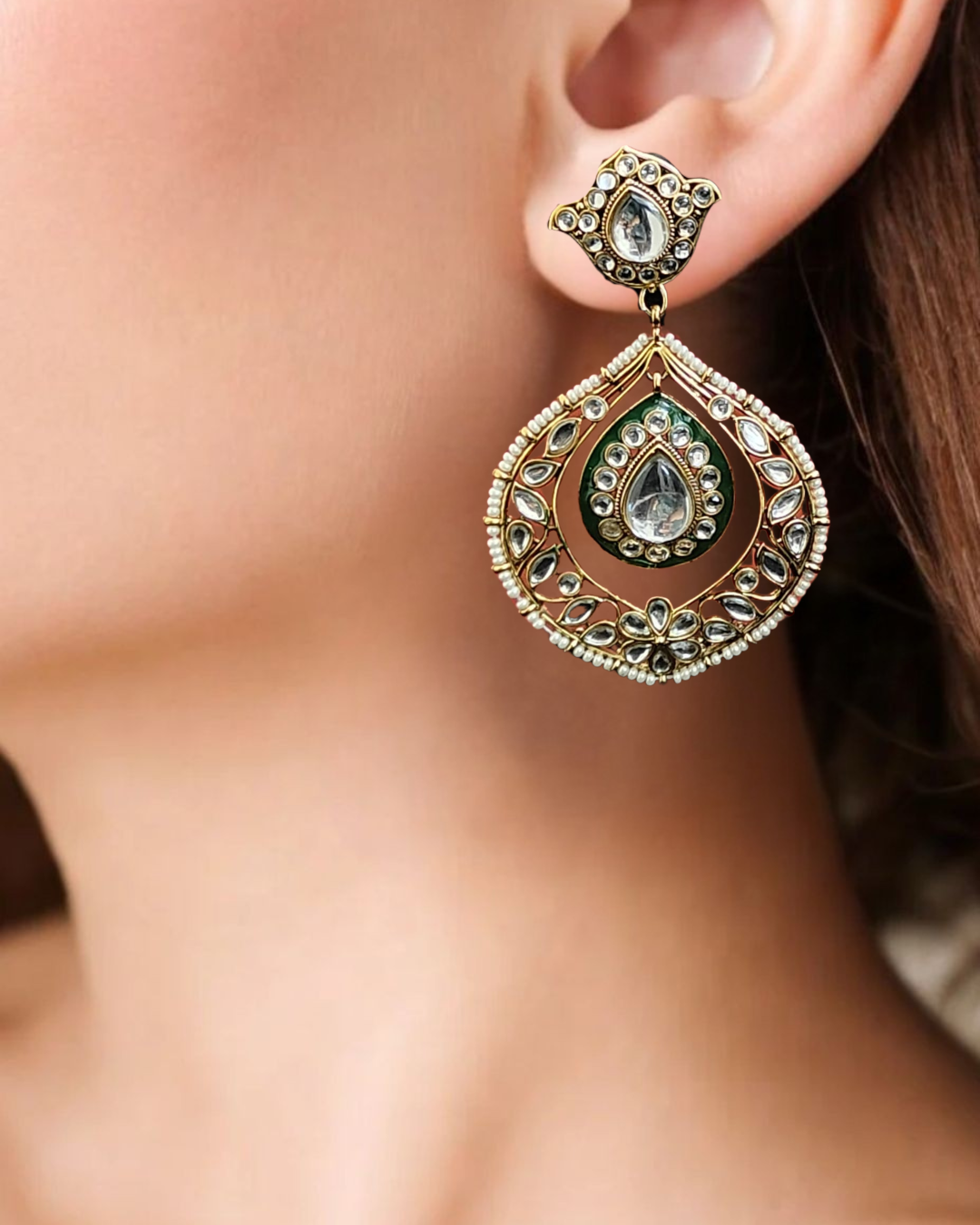 Royal Green Kundan Earrings