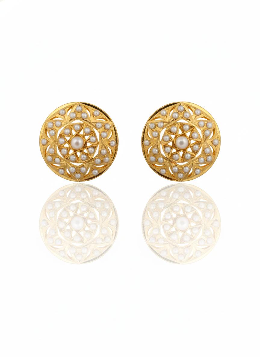 Chandrika Pearl Jadau Stud Earrings