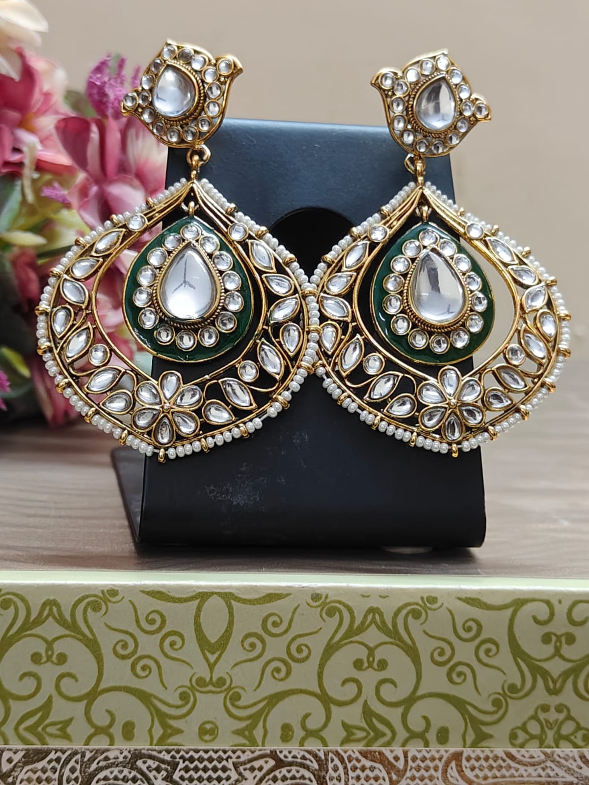 Royal Green Kundan Earrings