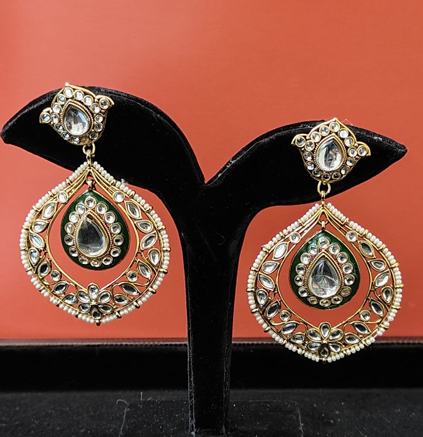 Royal Green Kundan Earrings