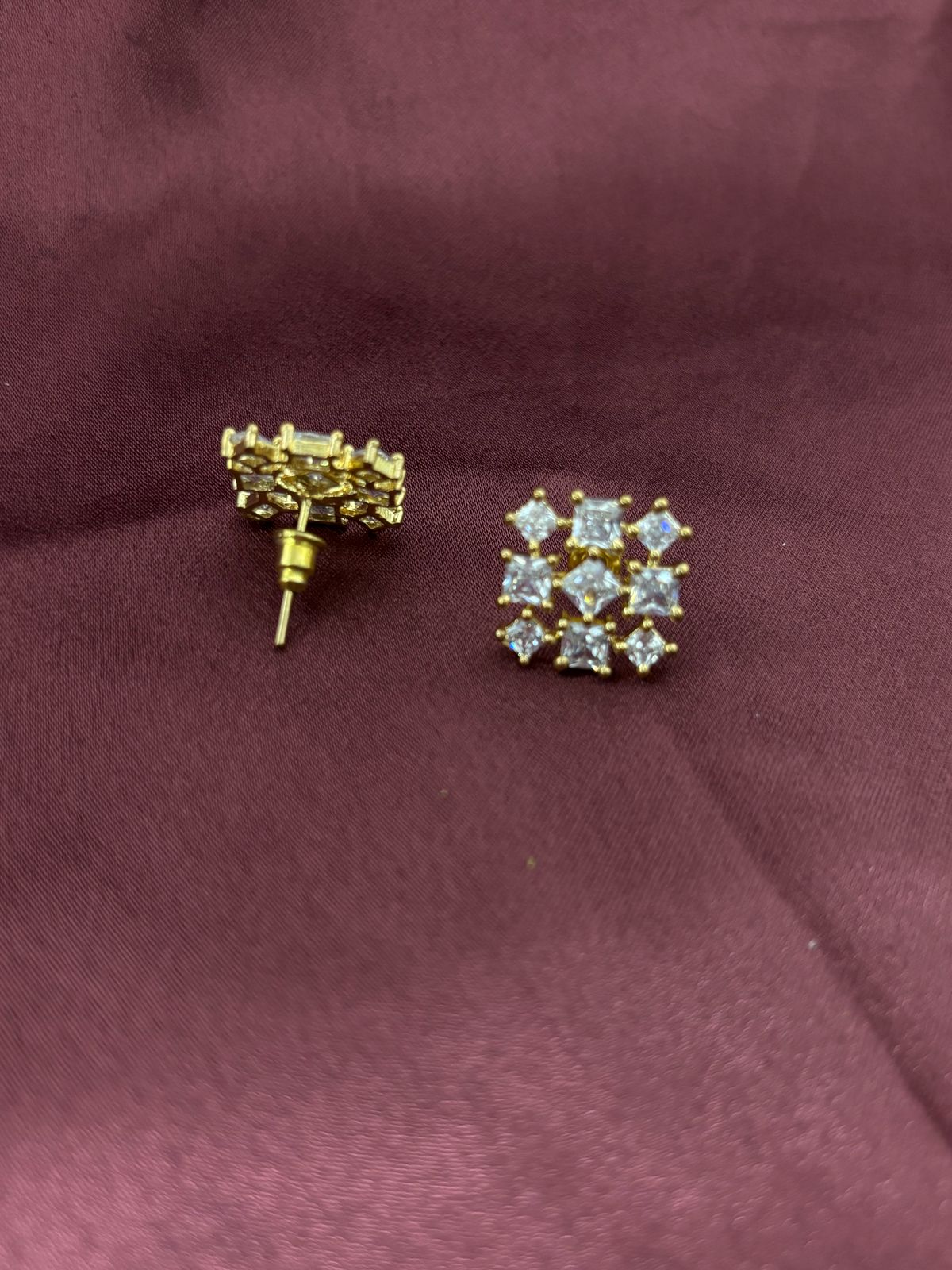 Elegant Gold-Tone Crystal Stud Earrings