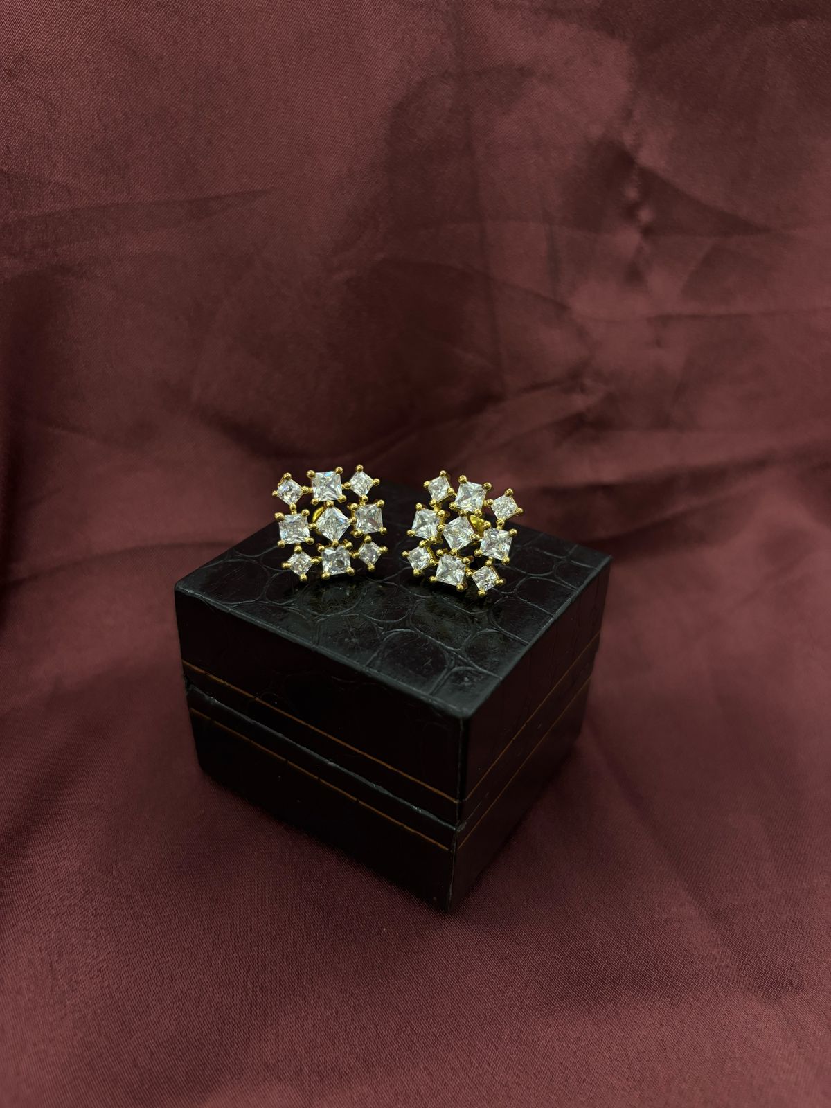 Elegant Gold-Tone Crystal Stud Earrings