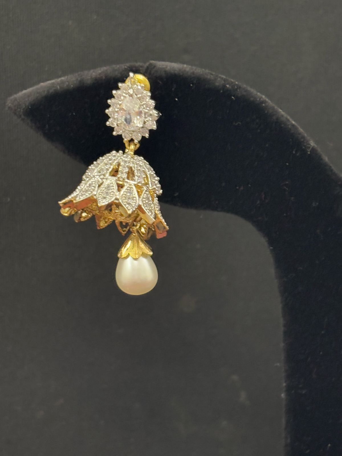 Luxury Crystal & Pearl Jhumka Earrings