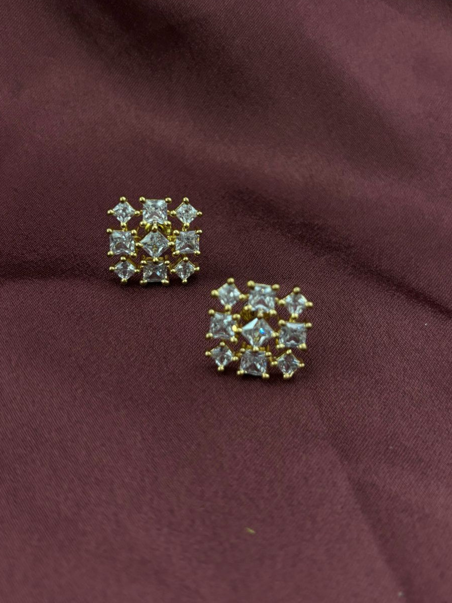Elegant Gold-Tone Crystal Stud Earrings