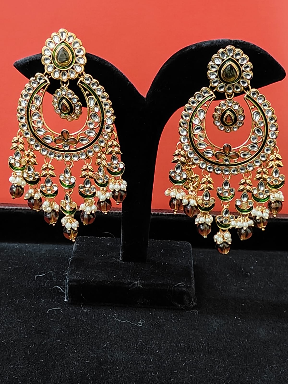 Alia Kundan & Meenakari Chandbali Earrings