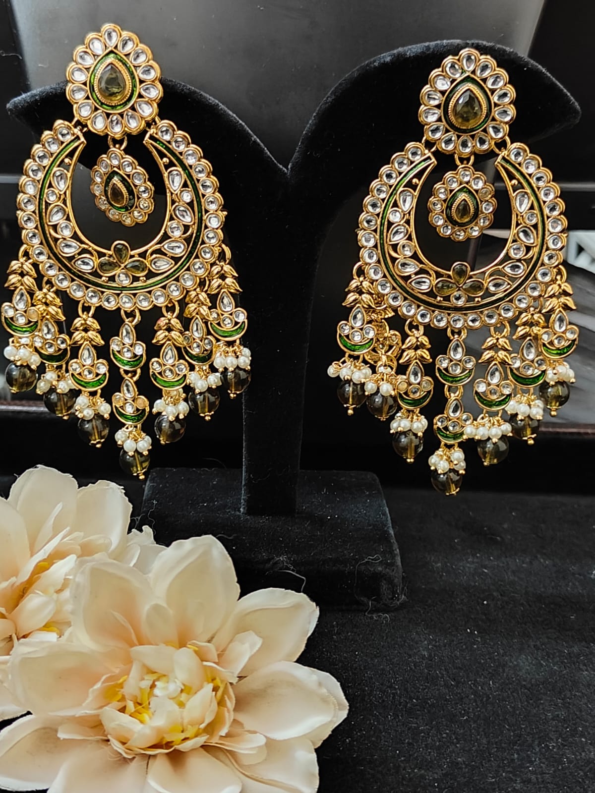 Alia Kundan & Meenakari Chandbali Earrings