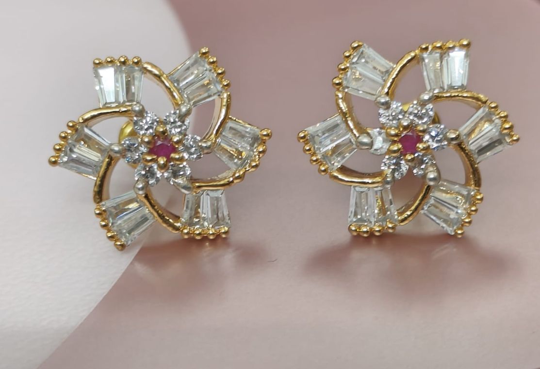 Radiant Floral CZ Stud Earrings