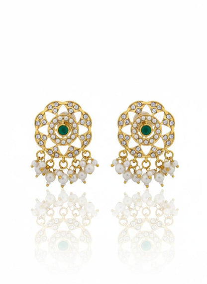 Nayra Emerald Jadau Stud Earrings