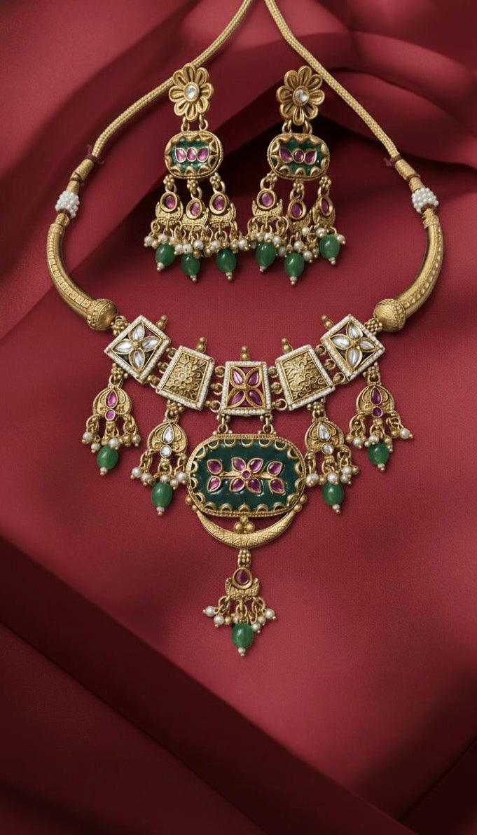 Meera Heritage Temple Hasli Set