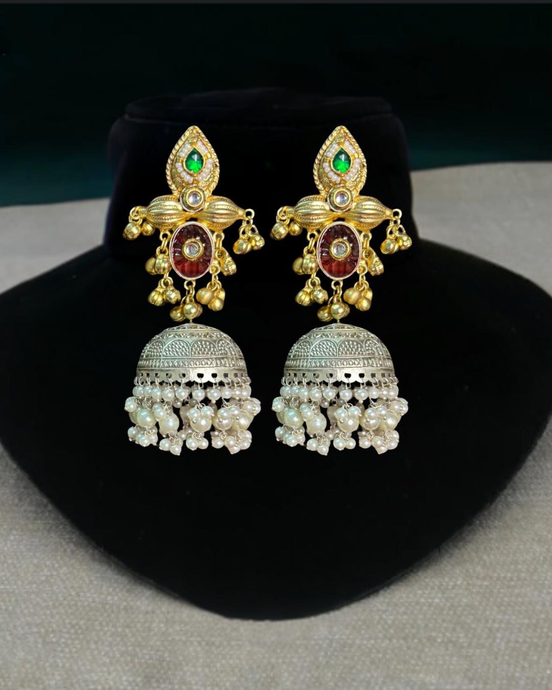 Kavya Dual-Tone Jhumki Earrings