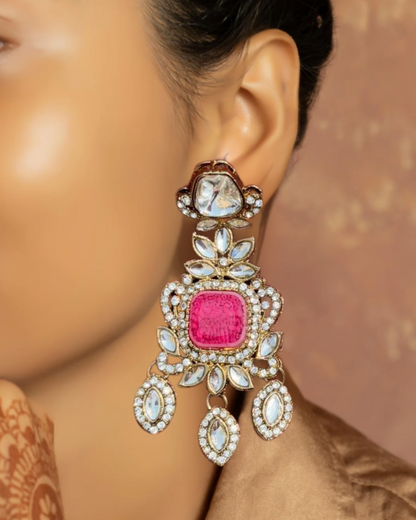 Gulabi Noor Kundan Earrings