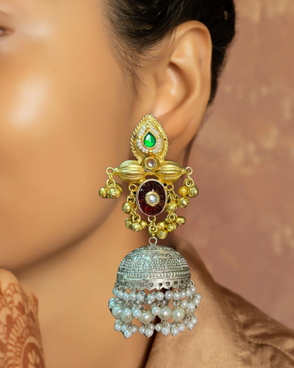 Kavya Dual-Tone Jhumki Earrings