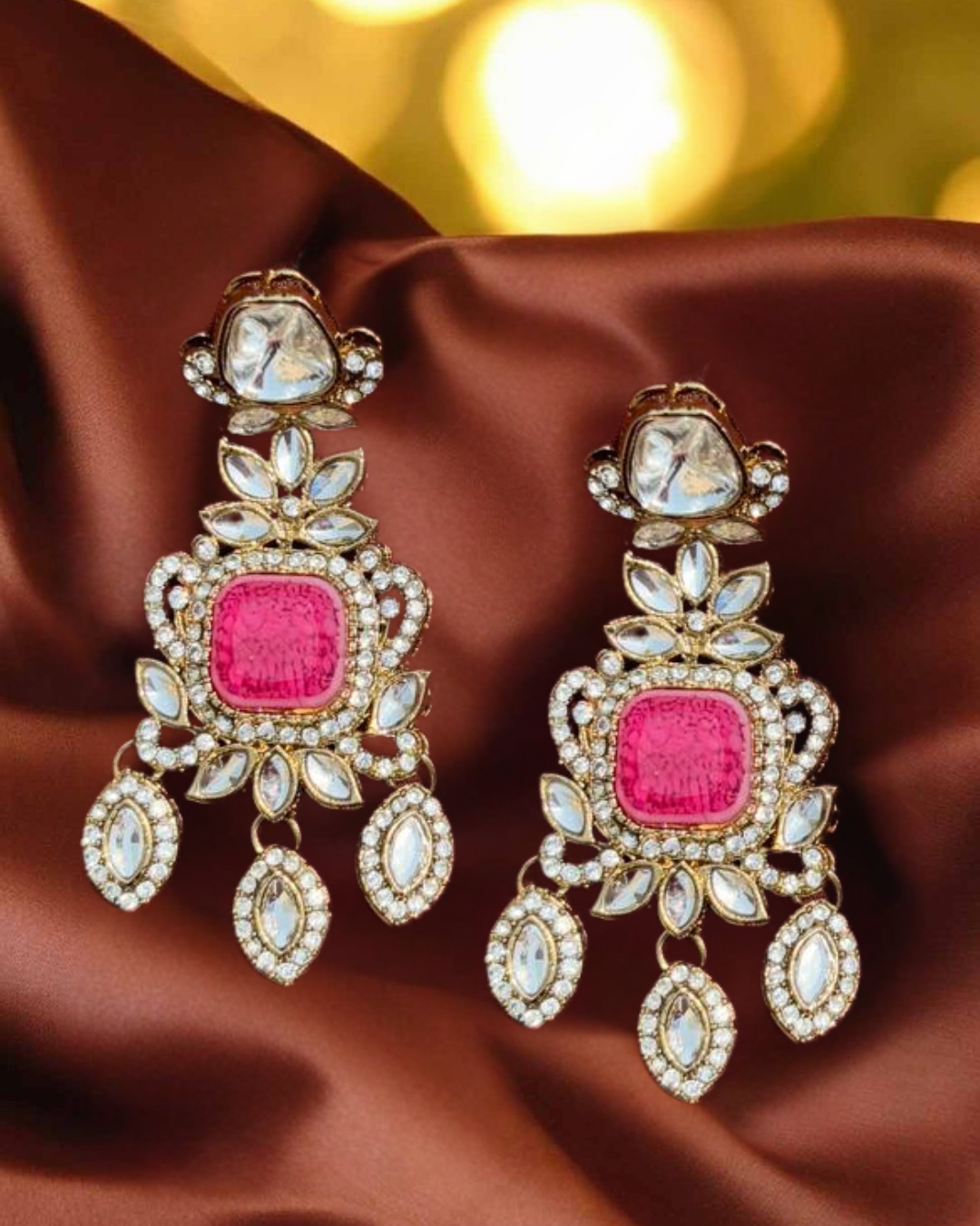 Gulabi Noor Kundan Earrings