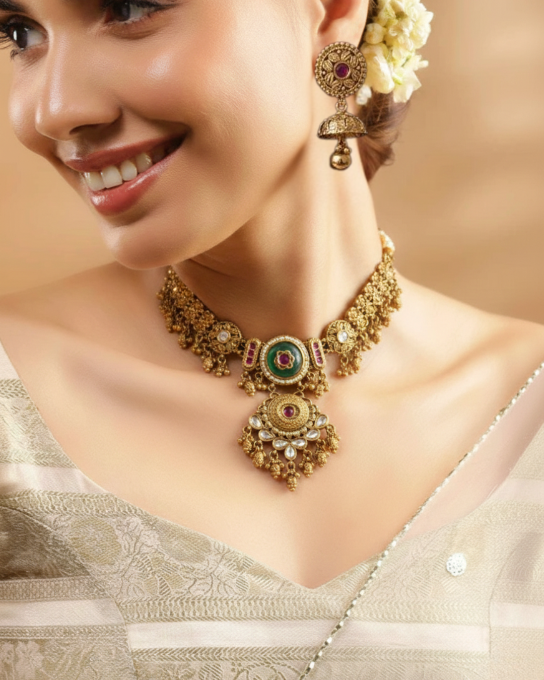 Padma Gaja Antique Necklace Set