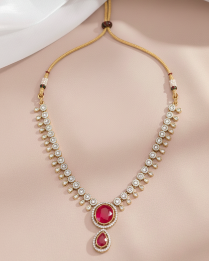 Rivaya Ruby Drop Moissanite Necklace Set