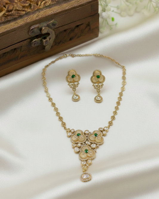 Tyani Green CZ Necklace Set