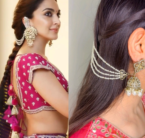 Kiara Kundan Ear Chains – Celebrity-Inspired Elegance