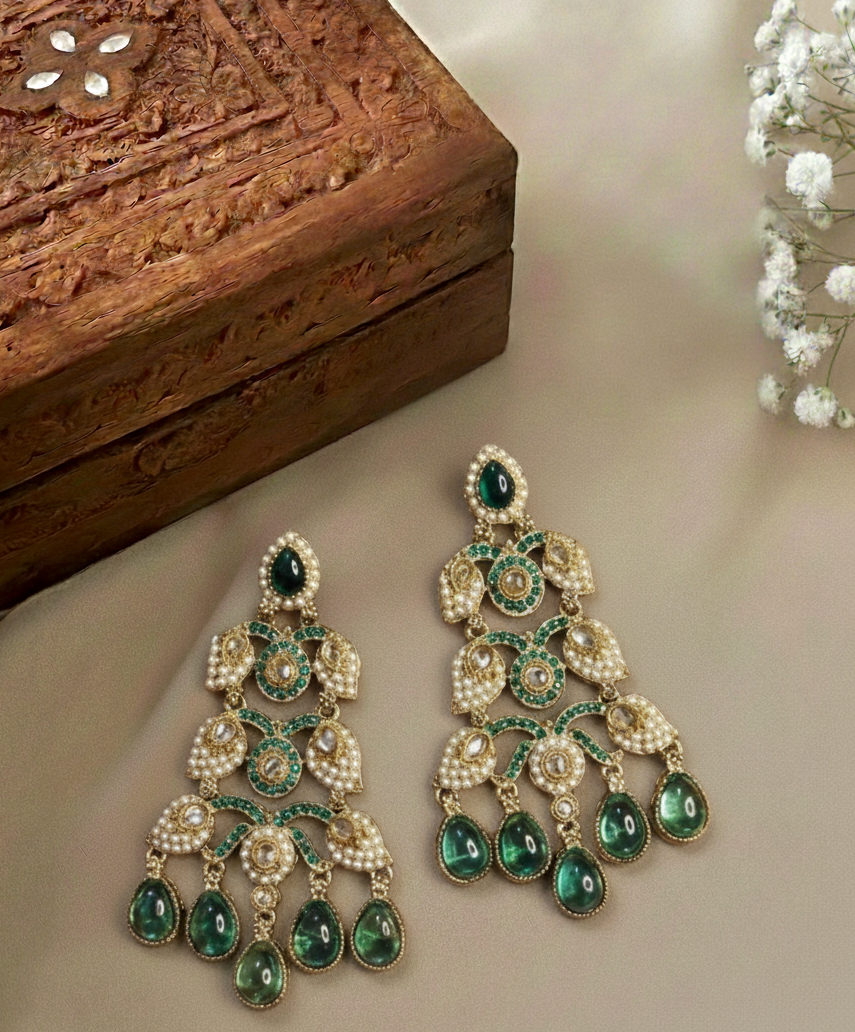 Vanya Emerald Royal Chandelier Earrings