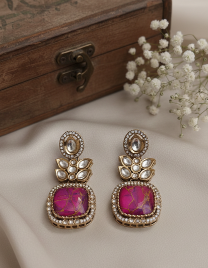 Gulnaar Ruby Jadau Drop Earrings