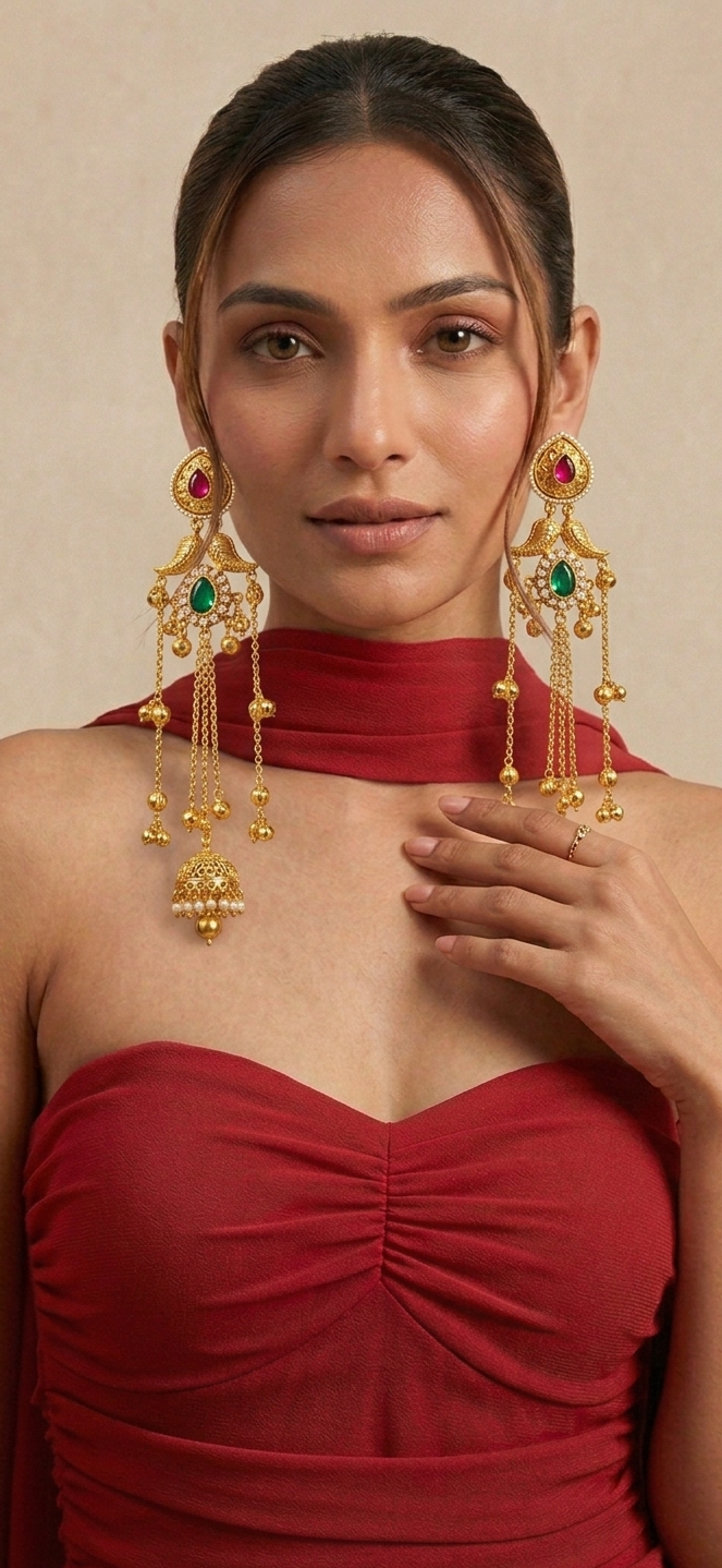 Zeenat Green Kashmiri Earrings Combo Set