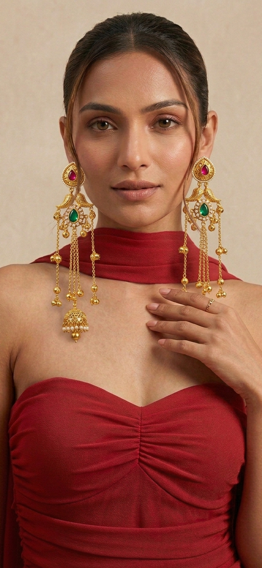 Zeenat Green Kashmiri Earrings