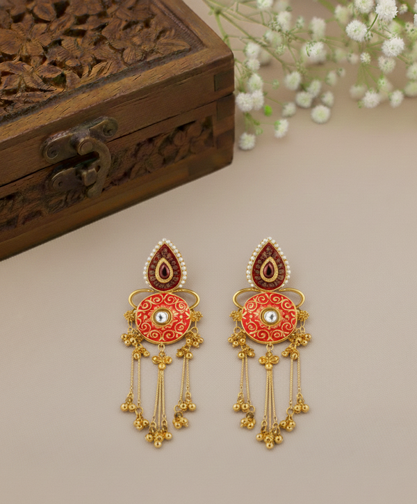 Mayura Meenakari Brass Earring