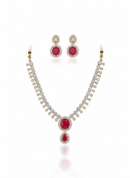 Rivaya Ruby Drop Moissanite Necklace Set