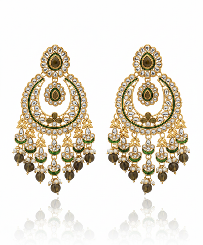 Alia Kundan & Meenakari Chandbali Earrings