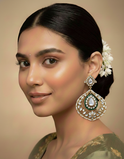 Royal Green Kundan Earrings