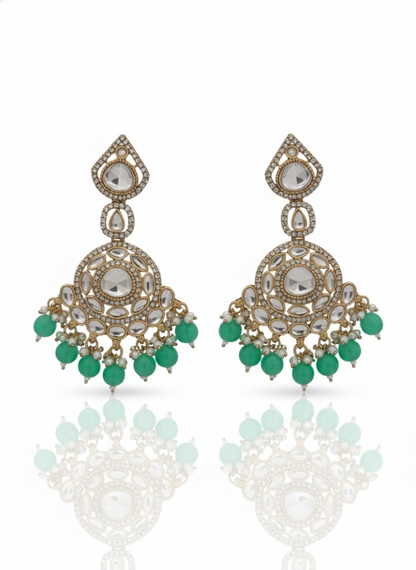 Emerald Glow Kundan Chandbali Earrings