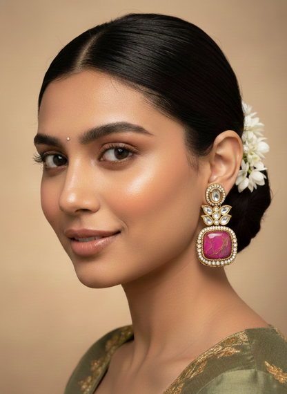 Gulnaar Ruby Jadau Drop Earrings