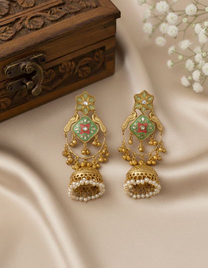 “Meera” Handcrafted Peacock Motif Jhumki