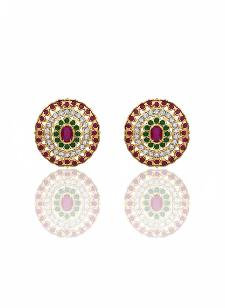 Rajvanshi Ruby-Emerald Jadau Stud Earrings
