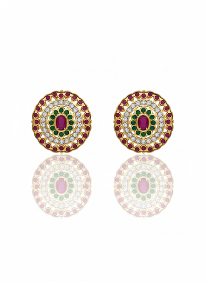 Rajvanshi Ruby-Emerald Jadau Stud Earrings