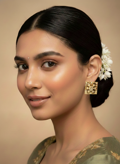 Shayra Pearl Jadau Stud Earrings